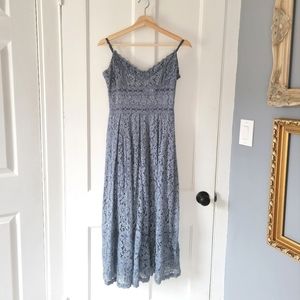 NSR The Label Blue Lace midi dress
